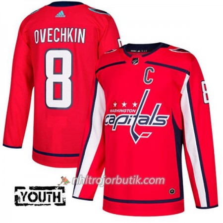 Barn Ishockey Washington Capitals Tröja Alex Ovechkin 8 Adidas 2017-2018 Röd Authentic